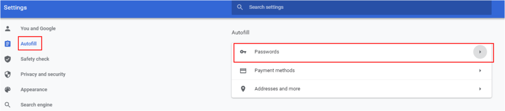 Passwords in Chrome